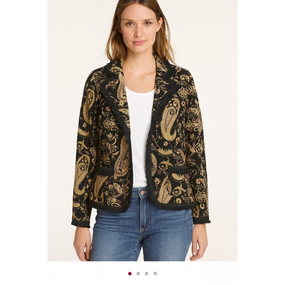 Chico’s Paisley Textured Blazer Jacket Chicos Size 2 (Fits Like Large/12)